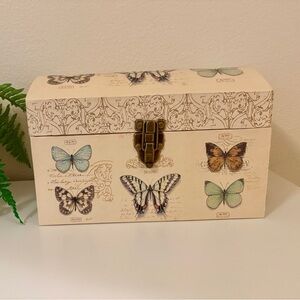 Large Chest Butterfly Adorned Rounded Lid